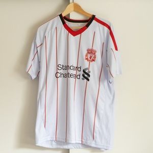 Liverpool FC White Red Striped Soccer Jersey